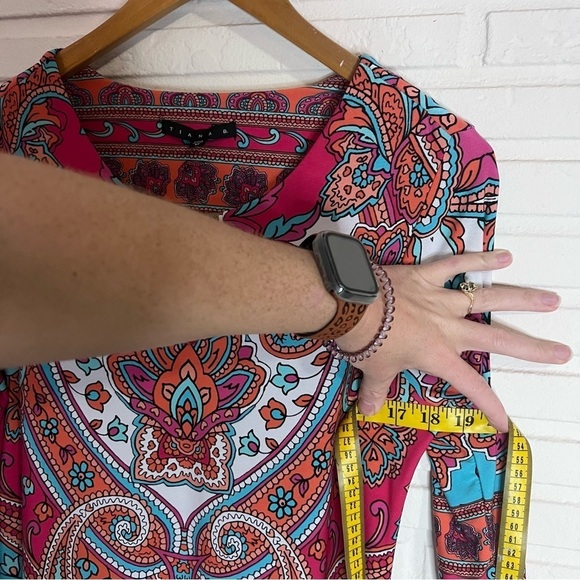 Tiana B Pink Colorful Geometric 3/4 sleeve Mini Dress, Women’s Size Medium - Picture 7 of 9